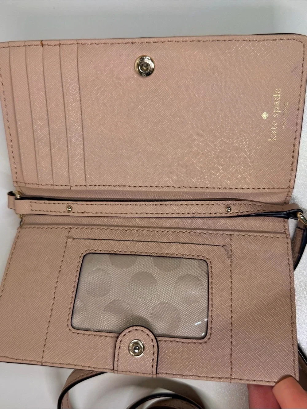 kate spade blush pink saffiano crossbody wallet